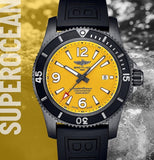 Buy Shop Breitling Superocean Automatic 46mm Yellow Dial Black Rubber Strap Watch for Men - M17368D71I1S1 USA Online