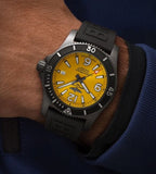 Buy Shop Breitling Superocean Automatic 46mm Yellow Dial Black Rubber Strap Watch for Men - M17368D71I1S1 USA Online