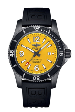 Buy Shop Breitling Superocean Automatic 46mm Yellow Dial Black Rubber Strap Watch for Men - M17368D71I1S1 USA Online