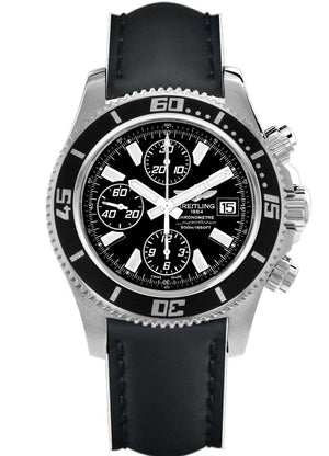 Buy Shop Breitling Superocean Chronograph II 44mm Automatic Black Dial Black Leather Strap Mens Watch - A1334102/BA84 USA Online