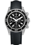 Buy Shop Breitling Superocean Chronograph II 44mm Automatic Black Dial Black Leather Strap Mens Watch - A1334102/BA84 USA Online