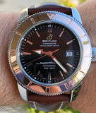 Buy Shop Breitling Superocean Heritage 42mm Rose Gold Chronometer Black Dial Brown Leather Strap Mens Watch - U1732112 USA Online