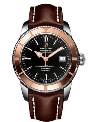 Buy Shop Breitling Superocean Heritage 42mm Rose Gold Chronometer Black Dial Brown Leather Strap Mens Watch - U1732112 USA Online