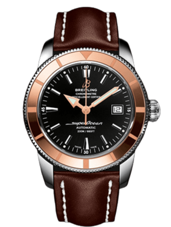 Buy Shop Breitling Superocean Heritage 42mm Rose Gold Chronometer Black Dial Brown Leather Strap Mens Watch - U1732112 USA Online