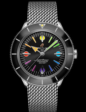 Buy Shop Breitling Superocean Heritage '57 Black Dial Silver Mesh Bracelet Watch for Men - A103701A1B1A1 USA Online