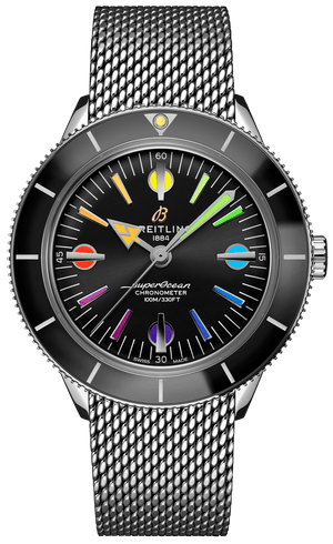 Buy Shop Breitling Superocean Heritage '57 Black Dial Silver Mesh Bracelet Watch for Men - A103701A1B1A1 USA Online