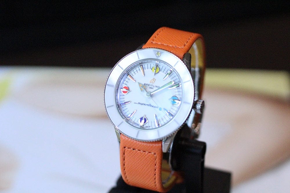 Buy Shop Breitling Superocean Heritage '57 Pastel Paradise White Dial Orange Leather Watch for Women - A10340A11A1X1 USA Online