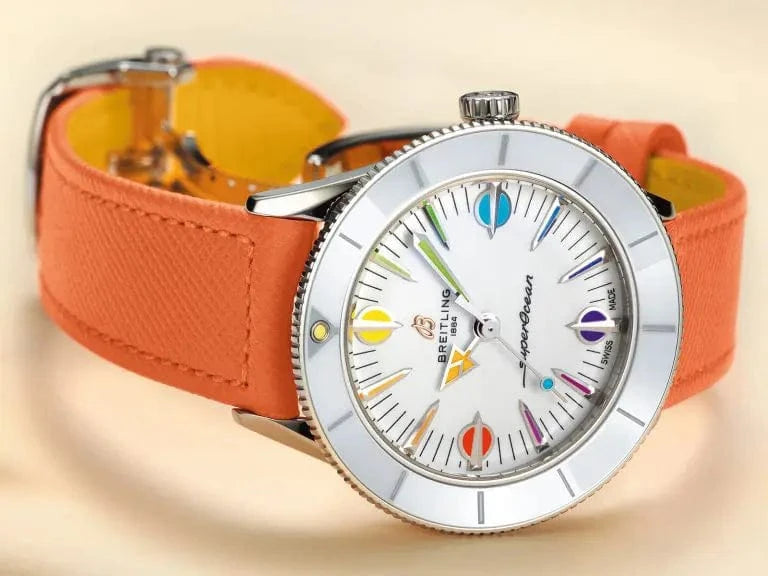 Buy Shop Breitling Superocean Heritage '57 Pastel Paradise White Dial Orange Leather Watch for Women - A10340A11A1X1 USA Online