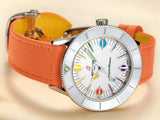 Buy Shop Breitling Superocean Heritage '57 Pastel Paradise White Dial Orange Leather Watch for Women - A10340A11A1X1 USA Online