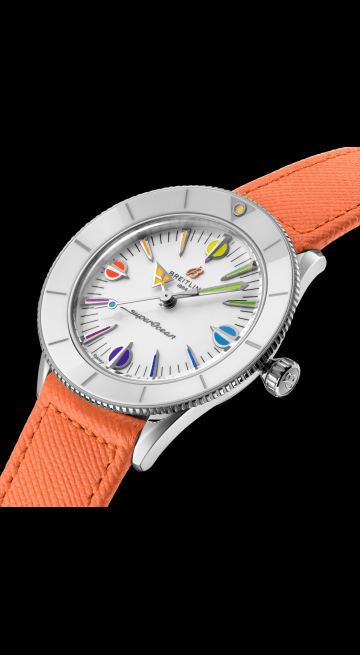 Buy Shop Breitling Superocean Heritage '57 Pastel Paradise White Dial Orange Leather Watch for Women - A10340A11A1X1 USA Online