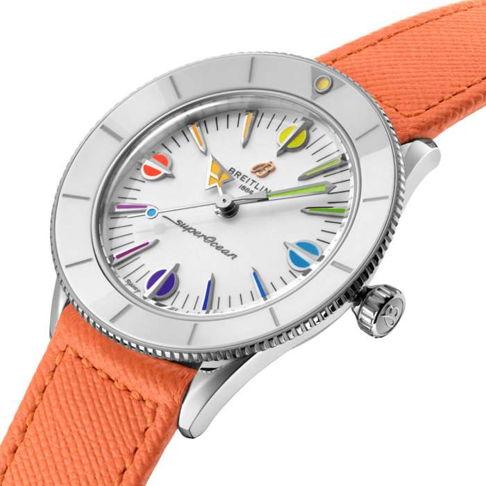 Buy Shop Breitling Superocean Heritage '57 Pastel Paradise White Dial Orange Leather Watch for Women - A10340A11A1X1 USA Online