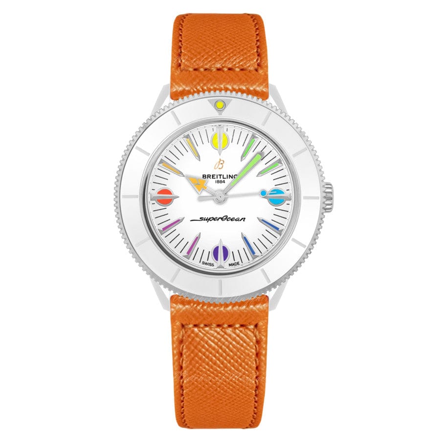 Buy Shop Breitling Superocean Heritage '57 Pastel Paradise White Dial Orange Leather Watch for Women - A10340A11A1X1 USA Online