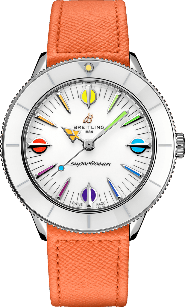 Buy Shop Breitling Superocean Heritage '57 Pastel Paradise White Dial Orange Leather Watch for Women - A10340A11A1X1 USA Online