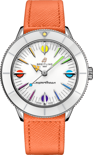 Buy Shop Breitling Superocean Heritage '57 Pastel Paradise White Dial Orange Leather Watch for Women - A10340A11A1X1 USA Online