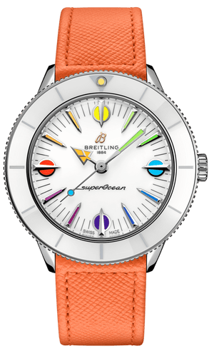 Buy Shop Breitling Superocean Heritage '57 Pastel Paradise White Dial Orange Leather Watch for Women - A10340A11A1X1 USA Online