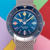 Buy Shop Breitling Superocean Heritage '57 Special Edition II Blue Dial Silver Mesh Bracelet Watch for Men - A103702A1C1A1 USA Online