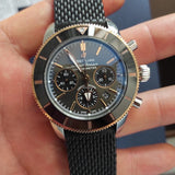 Buy Shop Breitling Superocean Heritage B01 Chronograph 44 Black Dial Black Mesh Bracelet Watch for Men - UB01621A1M1S1 USA Online