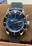 Buy Shop Breitling Superocean Heritage B01 Chronograph 44 Blue Dial Black Mesh Bracelet Watch for Men - AB0162121C1S1 USA Online