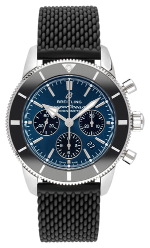 Buy Shop Breitling Superocean Heritage B01 Chronograph 44 Blue Dial Black Mesh Bracelet Watch for Men - AB0162121C1S1 USA Online