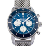 Buy Shop Breitling Superocean Heritage B01 Chronograph 44 Blue Dial Silver Mesh Bracelet Watch for Men - AB0162161C1A1 USA Online