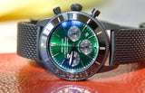 Buy Shop Breitling Superocean Heritage B01 Chronograph 44 Green Dial Black Mesh Bracelet Watch for Men - MB01621A1L1S1 USA Online
