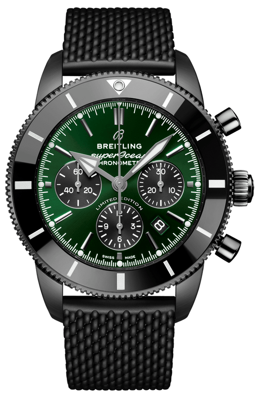 Buy Shop Breitling Superocean Heritage B01 Chronograph 44 Green Dial Black Mesh Bracelet Watch for Men - MB01621A1L1S1 USA Online