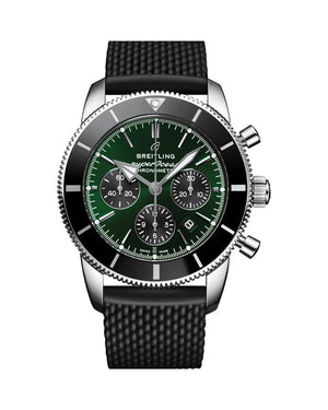 Buy Shop Breitling Superocean Heritage B01 Chronograph 44 Limited Edition Green Dial Black Mesh Bracelet Watch for Men - AB01621A1L1S1 USA Online