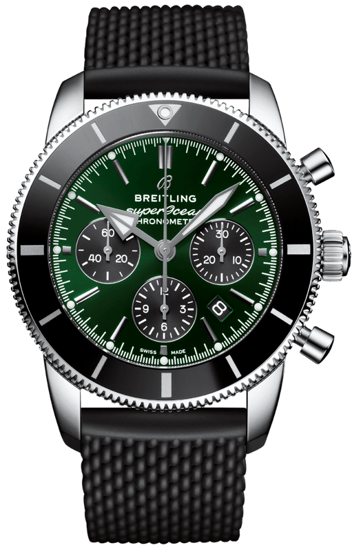 Buy Shop Breitling Superocean Heritage B01 Chronograph 44 Limited Edition Green Dial Black Mesh Bracelet Watch for Men - AB01621A1L1S1 USA Online