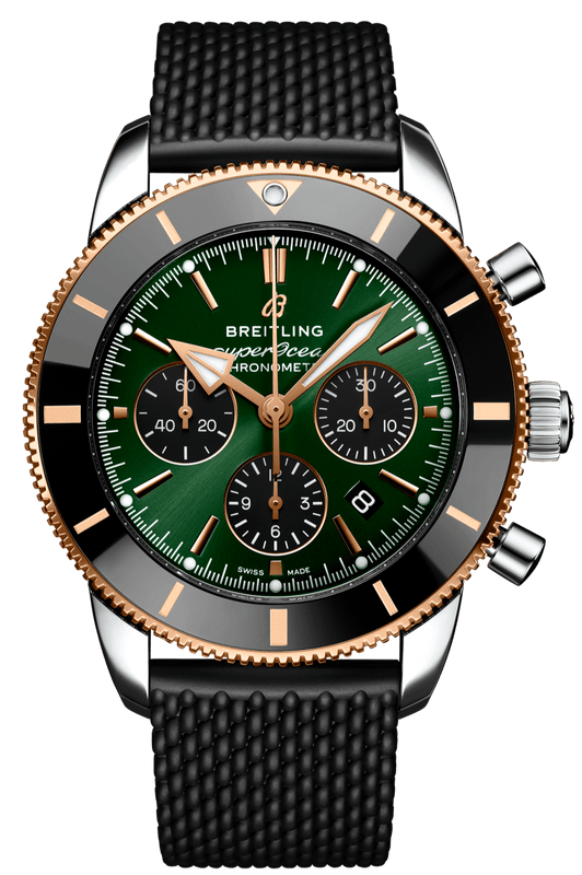 Buy Shop Breitling Superocean Heritage B01 Chronograph 44 Limited Edition Green Dial Black Mesh Bracelet Watch for Women - UB01622A1L1S1 USA Online