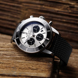 Buy Shop Breitling Superocean Heritage B01 Chronograph 44 Silver Dial Black Mesh Bracelet Watch for Men - AB0162121G1S1 USA Online