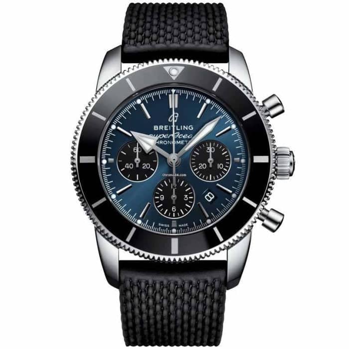 Buy Shop Breitling Superocean Heritage B01 Chronograph 44 Blue Dial Black Mesh Bracelet Watch for Men - AB0162121C1S1 USA Online