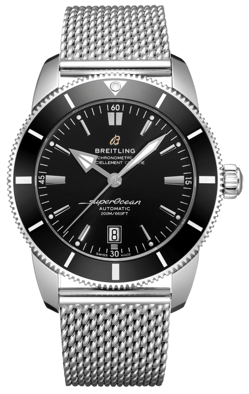 Buy Shop Breitling Superocean Heritage B20 Automatic 46 Black Dial Silver Mesh Bracelet Watch for Men - AB2020121B1A1 USA Online