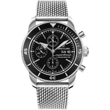 Buy Shop Breitling Superocean Heritage Chronograph 44 Black Dial Silver Mesh Bracelet Watch for Men - A13313121B1A1 USA Online