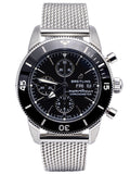 Buy Shop Breitling Superocean Heritage Chronograph 44 Black Dial Silver Mesh Bracelet Watch for Men - A13313121B1A1 USA Online