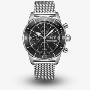 Buy Shop Breitling Superocean Heritage Chronograph 44 Black Dial Silver Mesh Bracelet Watch for Men - A13313121B1A1 USA Online