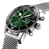 Buy Shop Breitling Superocean Heritage Chronograph 44 Green Dial Silver Mesh Bracelet Watch for Men - A13313121L1A1 USA Online
