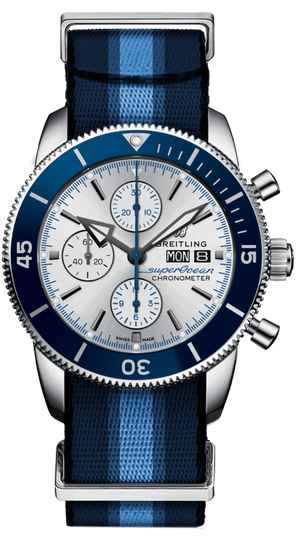 Buy Shop Breitling Superocean Heritage Chronograph 44 Ocean Conservancy Silver Dial Two Tone NATO Strap Watch for Men - A133131A1G1W1 USA Online