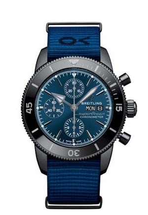 Buy Shop Breitling Superocean Heritage Chronograph 44 Outerknown Blue Dial Blue NATO Strap Watch for Men - M133132A1C1W1 USA Online