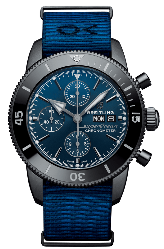 Buy Shop Breitling Superocean Heritage Chronograph 44 Outerknown Blue Dial Blue NATO Strap Watch for Men - M133132A1C1W1 USA Online
