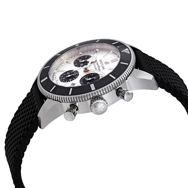 Buy Shop Breitling Superocean Heritage B01 Chronograph 44 Silver Dial Black Mesh Bracelet Watch for Men - AB0162121G1S1 USA Online