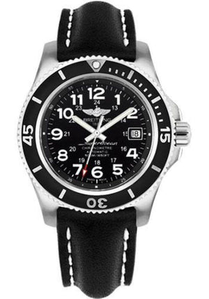 Buy Shop Breitling Superocean II 42mm Black Leather Strap Mens Watch - A17365C9 USA Online