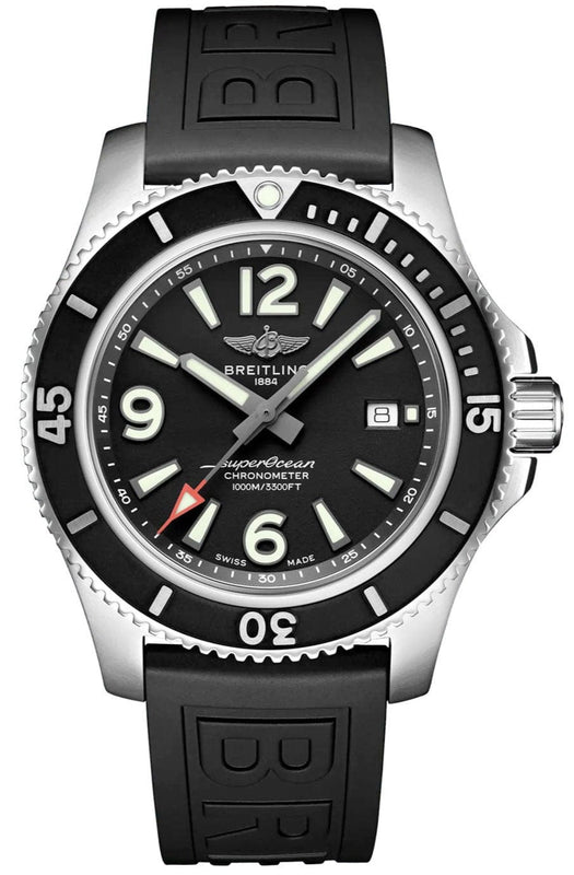 Buy Shop Breitling Superocean II 44mm Black Dial Black Rubber Strap Watch for Men - A17367D71B1S2 USA Online