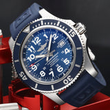 Buy Shop Breitling Superocean II 44mm Blue Dial Blue Rubber Strap Watch for Men - A17392D8/C910/158S/A20SS.1 USA Online