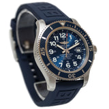 Buy Shop Breitling Superocean II 44mm Blue Dial Blue Rubber Strap Watch for Men - A17392D8/C910/158S/A20SS.1 USA Online