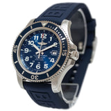 Buy Shop Breitling Superocean II 44mm Blue Dial Blue Rubber Strap Watch for Men - A17392D8/C910/158S/A20SS.1 USA Online