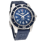 Buy Shop Breitling Superocean II 44mm Blue Dial Blue Rubber Strap Watch for Men - A17392D8/C910/158S/A20SS.1 USA Online