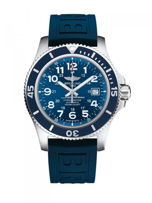 Buy Shop Breitling Superocean II 44mm Blue Dial Blue Rubber Strap Watch for Men - A17392D8/C910/158S/A20SS.1 USA Online