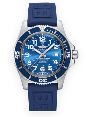 Buy Shop Breitling Superocean II 44mm Blue Dial Blue Rubber Strap Watch for Men - A17392D8/C910/158S/A20SS.1 USA Online