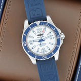 Buy Shop Breitling Superocean II Automatic 42mm White Dial Blue Rubber Strap Watch for Men - A17366D81A1S2 USA Online
