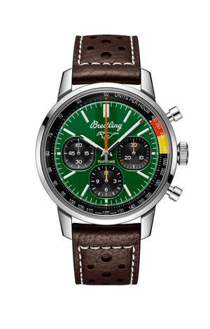 Buy Shop Breitling Top Time B01 Ford Mustang Green Dial Brown Leather Strap Watch for Men - AB01762A1L1X1 USA Online